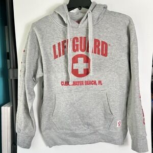 Official Lifeguard Womens Size M Gray Hoodie Clearwater Beach FL Graphic